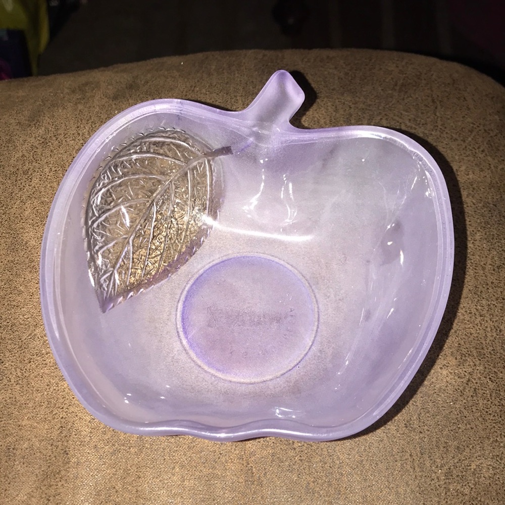 Apple purple frosted glass dish